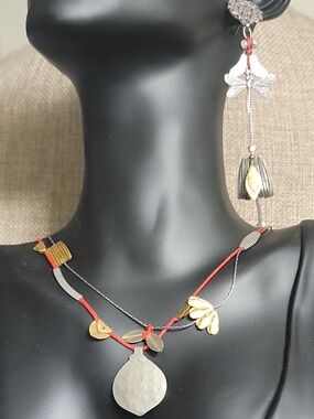 Ayala Bar Mixed-Metal Pomegranate Pendant Necklace with Red Cord